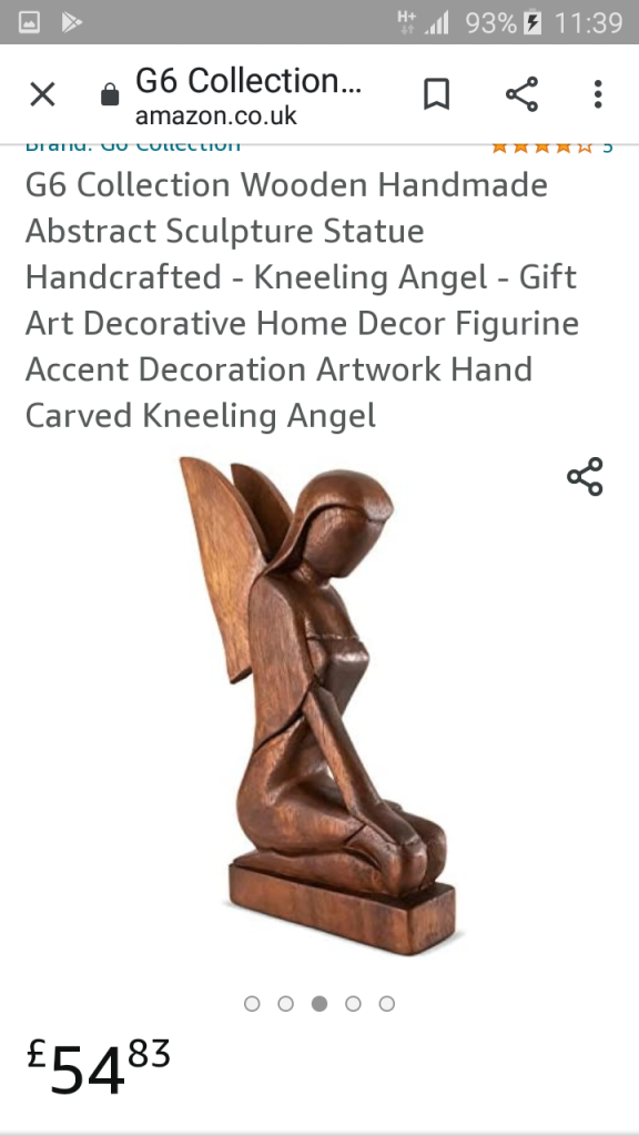 Wooden Seated angel and singing monk