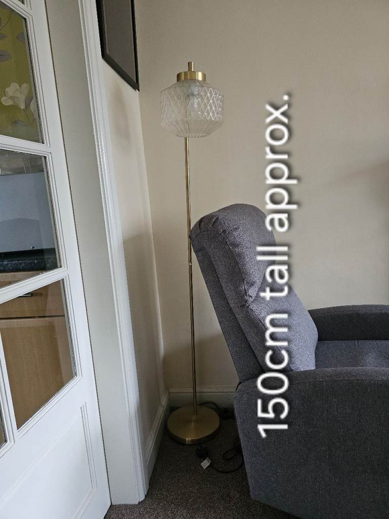 Lamp standing floor lamp gold tone glass shade cost originally nearly £70 