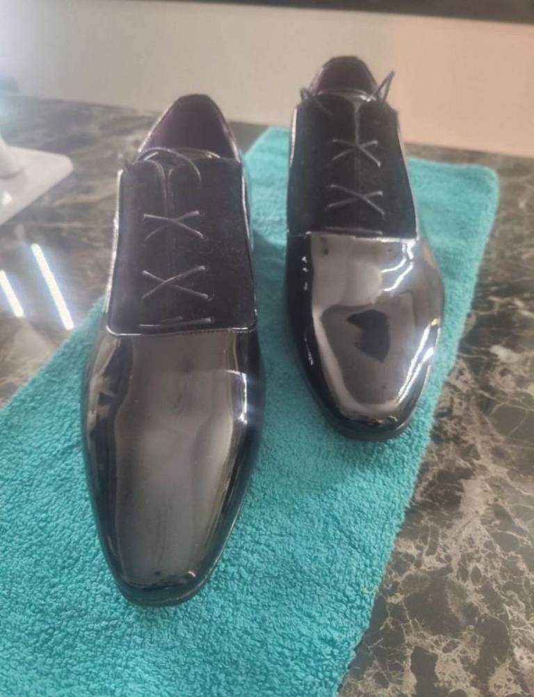 Men's black patent leather formal shoes Brand New 