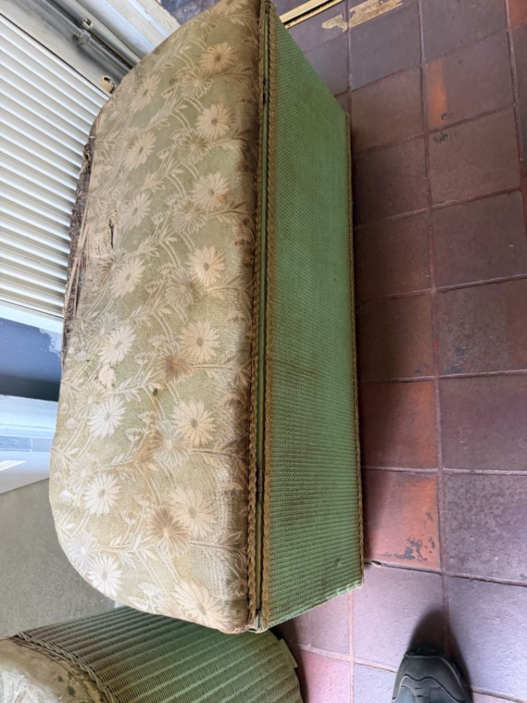 Vintage Lloyd Loom Lusty Storage Box / Ottoman in Green