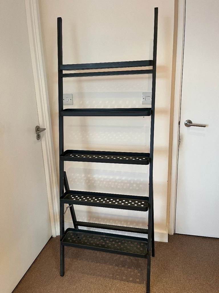 Black Metal Ladder Shelf Unit – Good Condition
