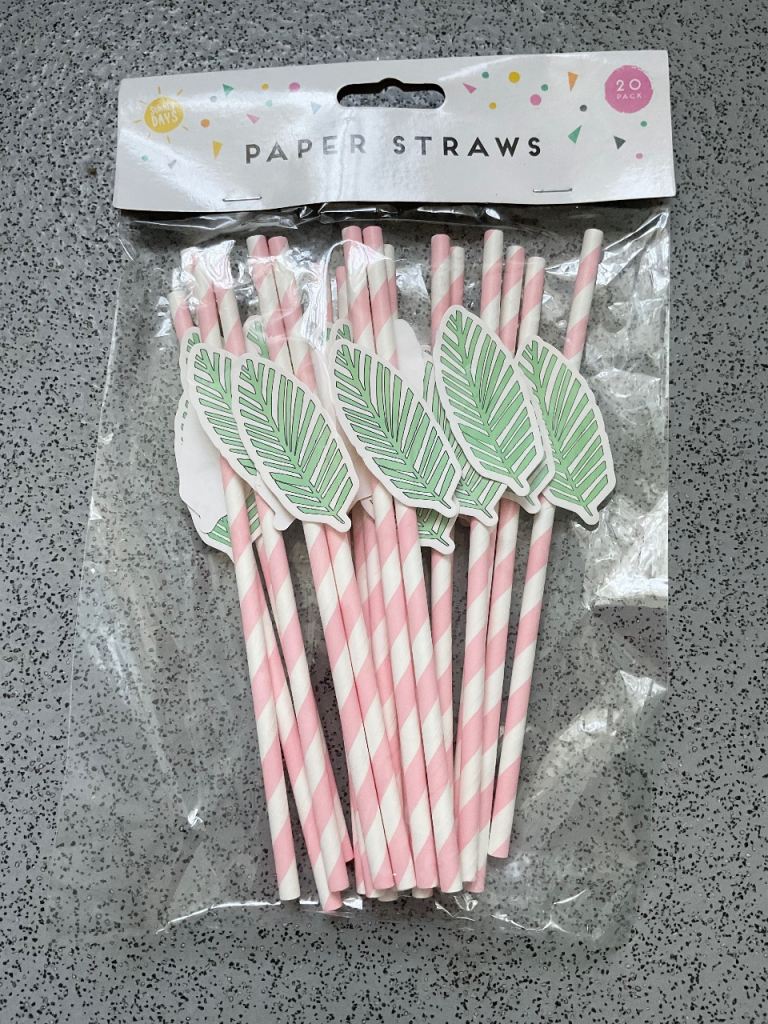 Party/BBQ/Picnic 20 pack of Pink Striped Paper Straws 