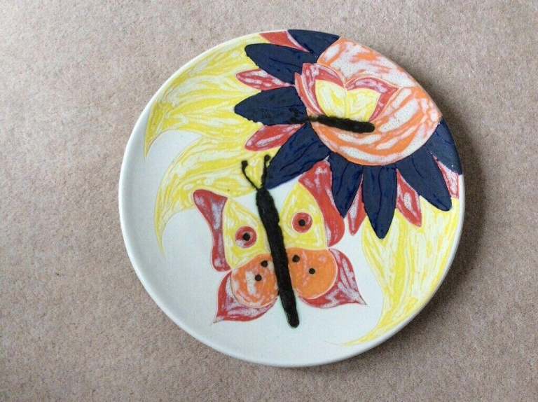 Lorna Bailey prototype Butterfly on Flower charger 2000
