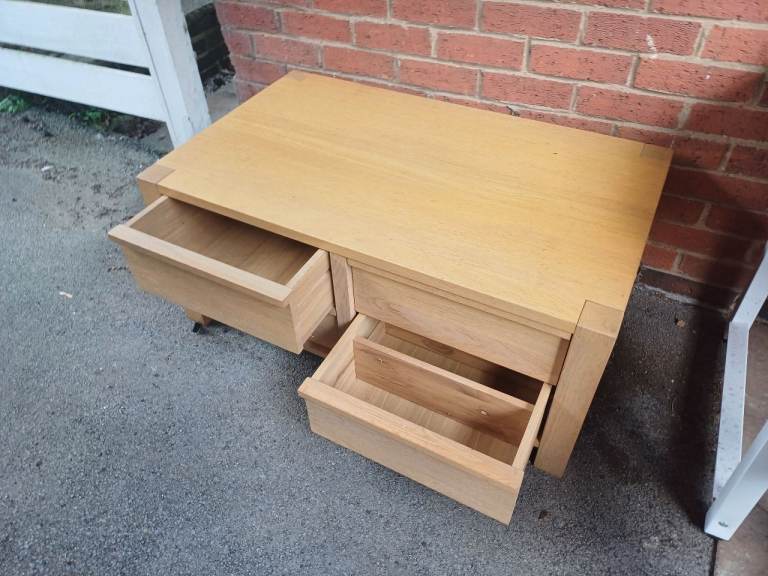 Solid Wood Coffee Table with Storage Drawers