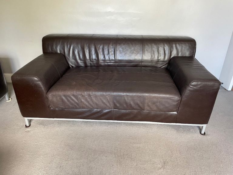 Free IKEA Kramfors Brown Leather Sofas - Good Condition
