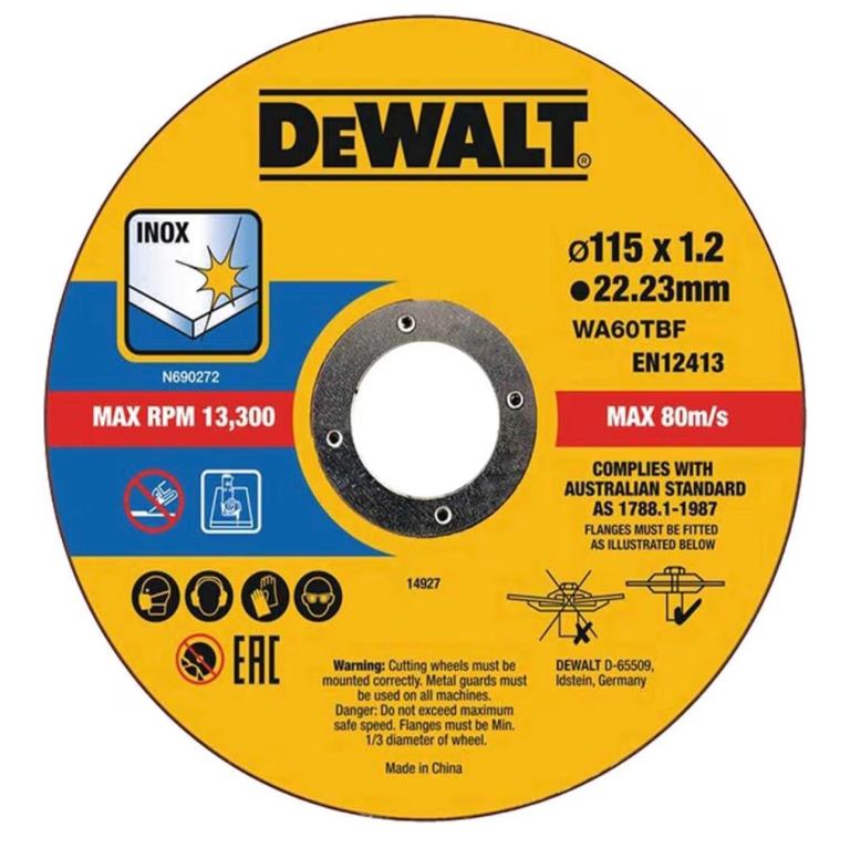 DeWalt DT20593-QZ High Performance Bonded Thin Metal Cutting Discs 115 x 1.0 x 22.23mm (25 Pack)