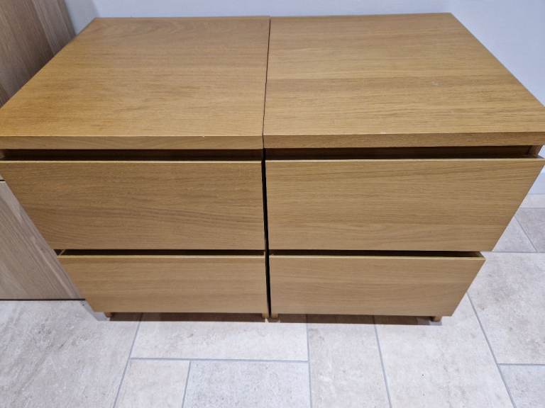 Ikea malm oak bedside drawers