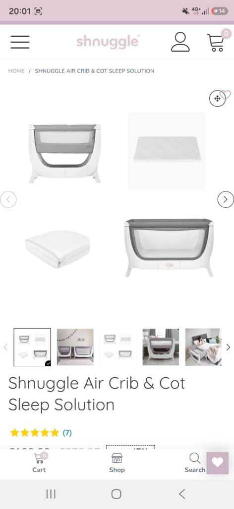 Shnuggle Air Crib & Cot  – White and Grey