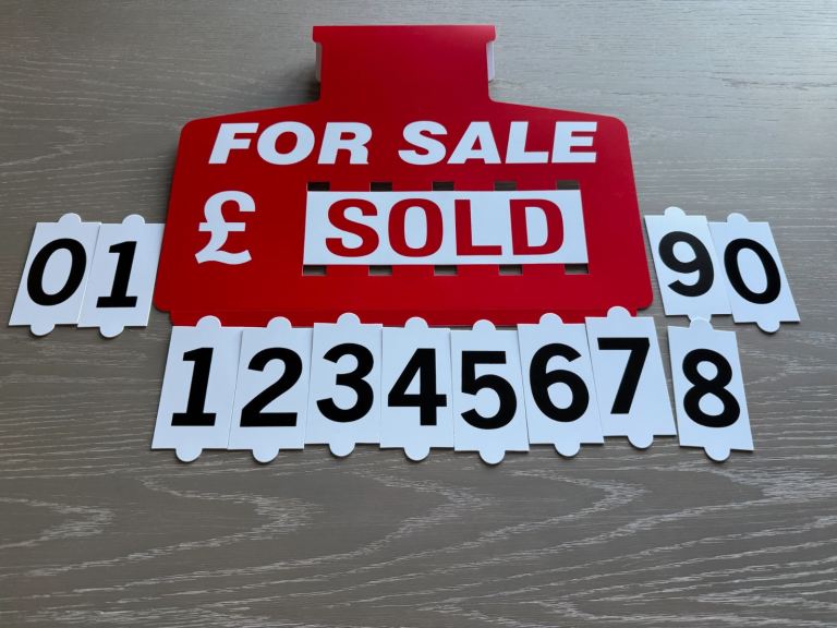 image for For Sale Sign Board, Pack of 1, Full Red. Car Sun visor Pricing kit with display numbers (Red)