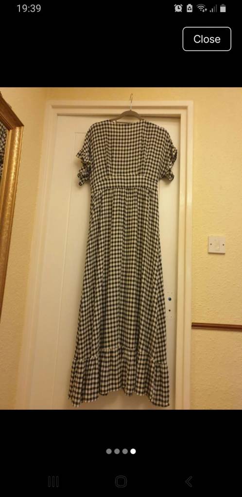 SHEIN Black & White Gingham Maxi Dress – Size L, As Good As New