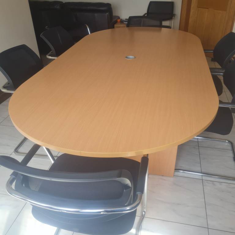 Beech boardroom table with 6