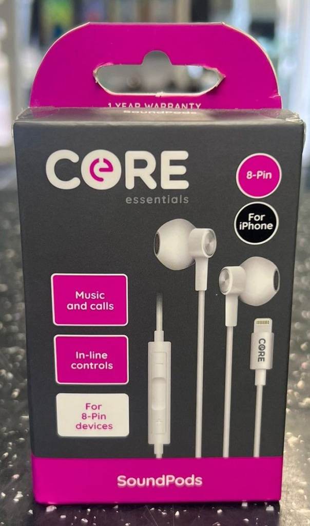 Core Essentials 8 Pin SoundPods Brand New - White