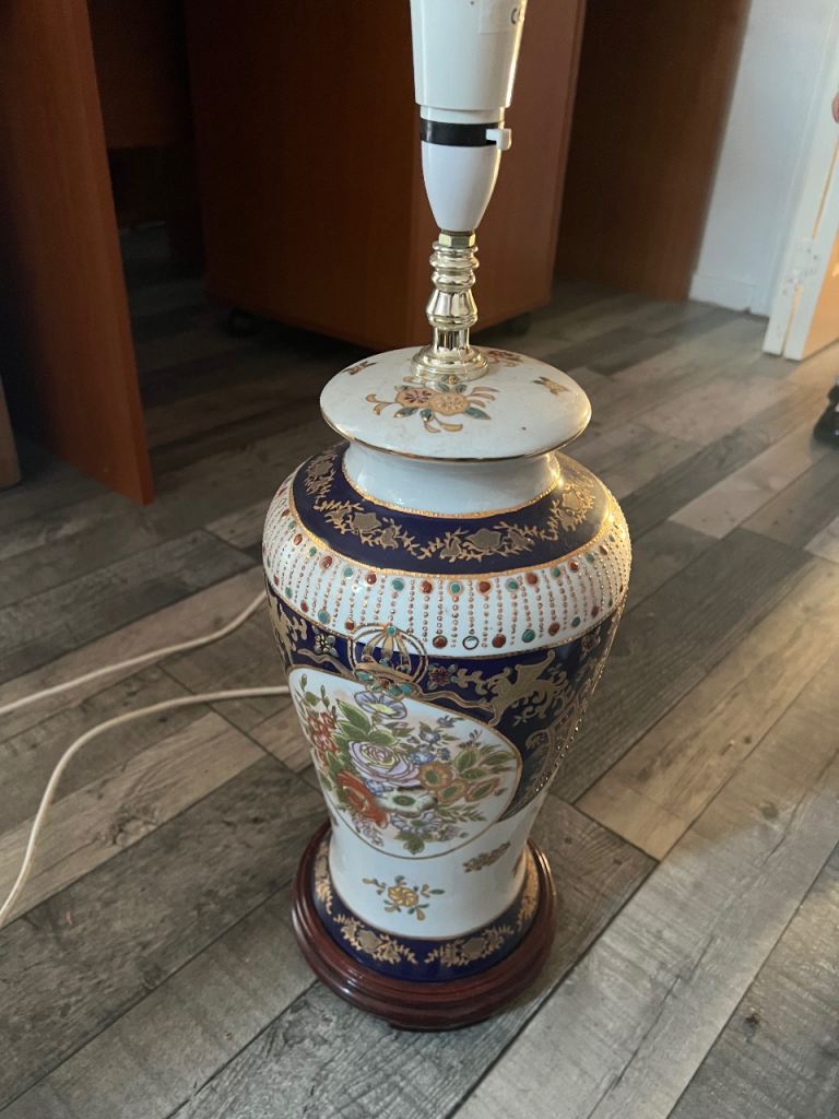 Large Satsuma Style Porcelain Vase Table Lamp - Oriental Decor CE Marked