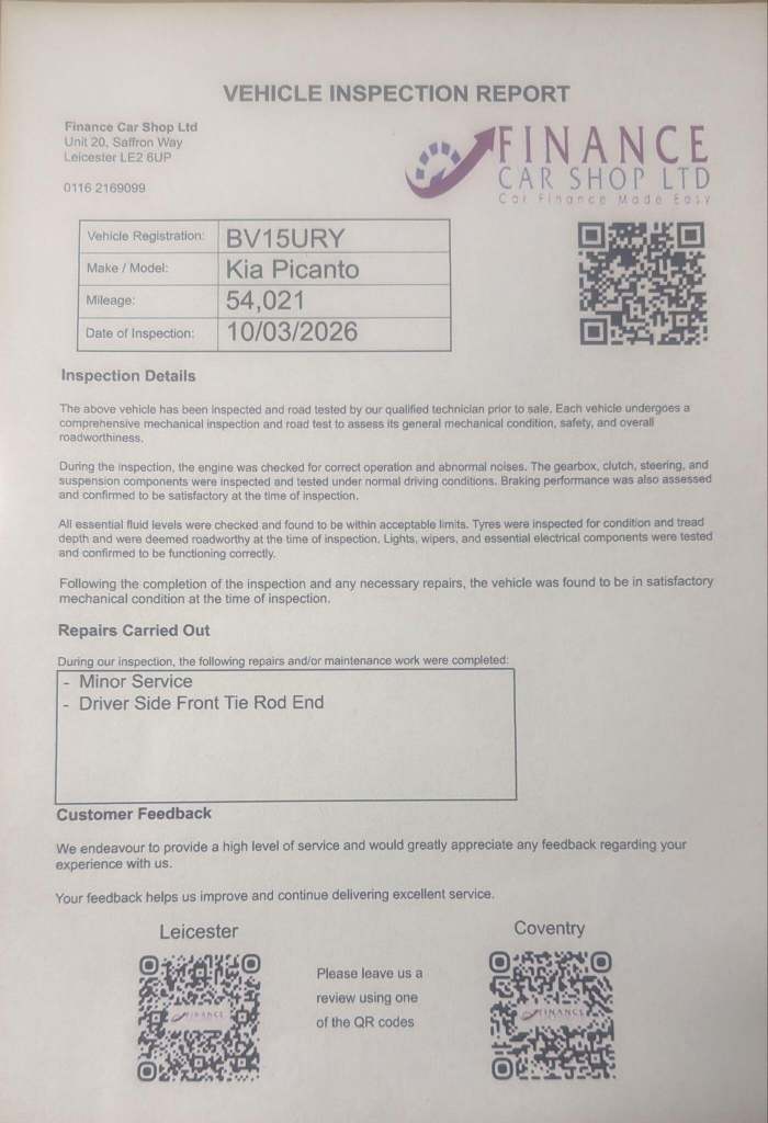 2015 Kia Picanto 1.0 1 5dr HATCHBACK PETROL Manual