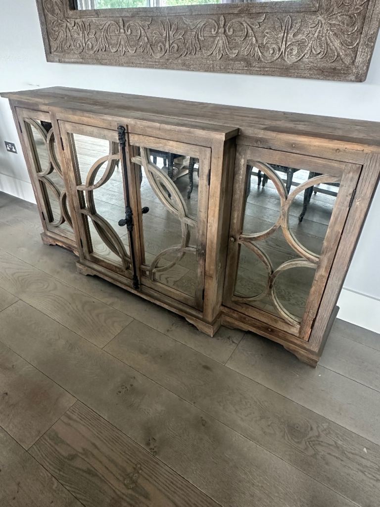 Wood & Mirror 4 door sideboard.  200cm