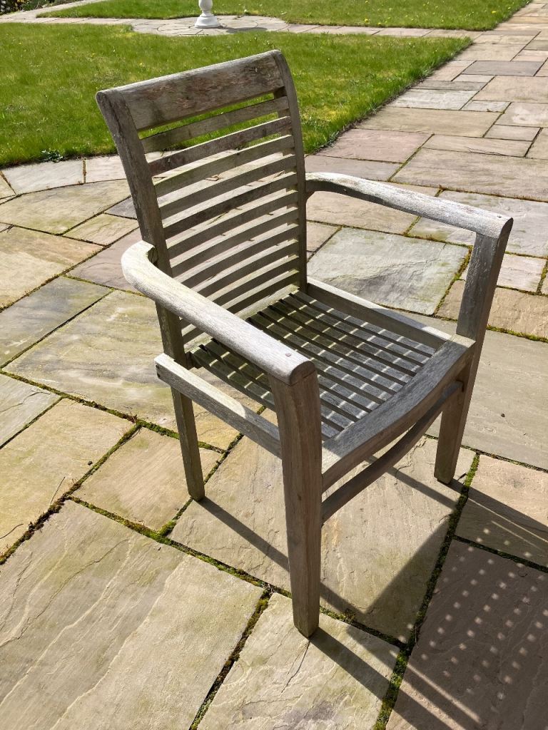 Free: x8 teak garden chairs 