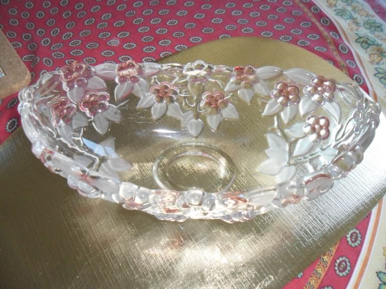 Decorative Glass Bowl with Floral Design