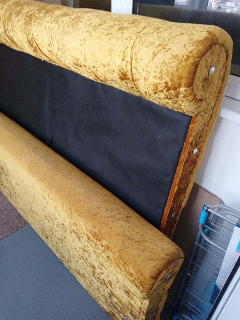 sleigh velvet double bed frame 