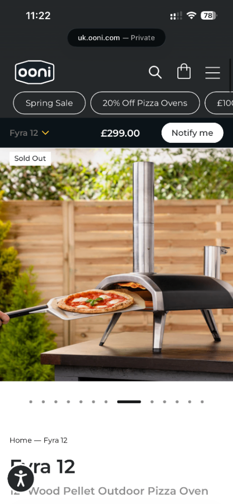 Ooni Fyra 12 pizza oven