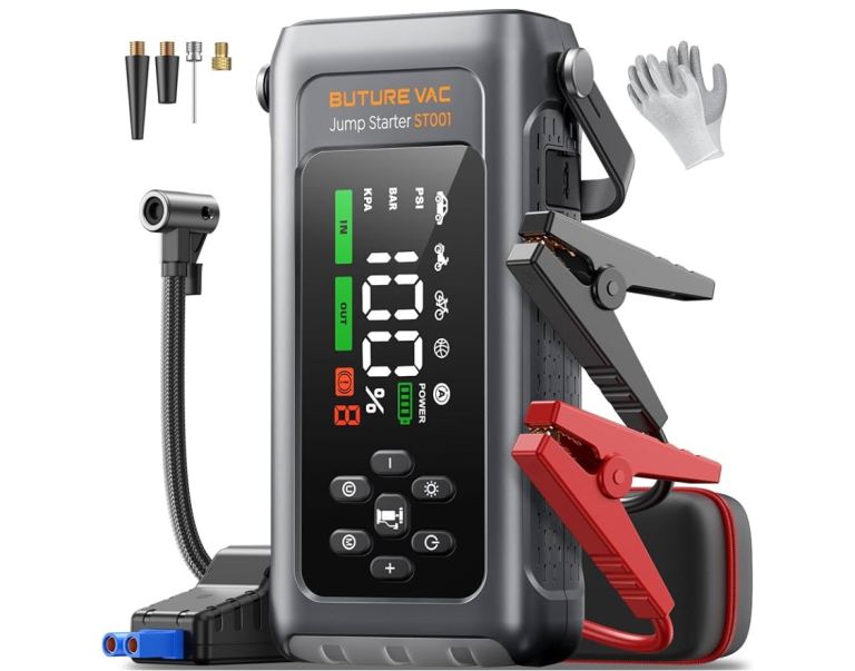 5000A Jump Starter Power Pack with 150PSI Air Compressor, Car Battery Booster Jump Starter