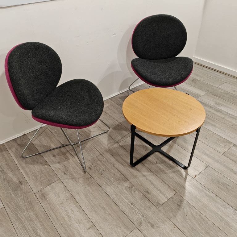 2x Modern Lounge Chairs – Breakout / Reception Seating – Chrome Frame