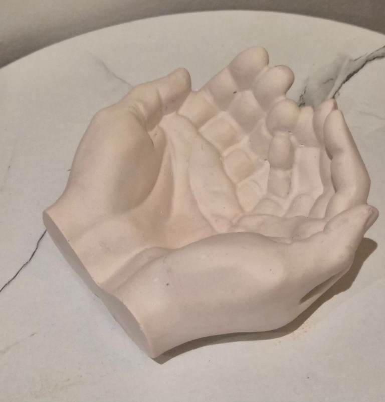 Pair of hands Portland cement 