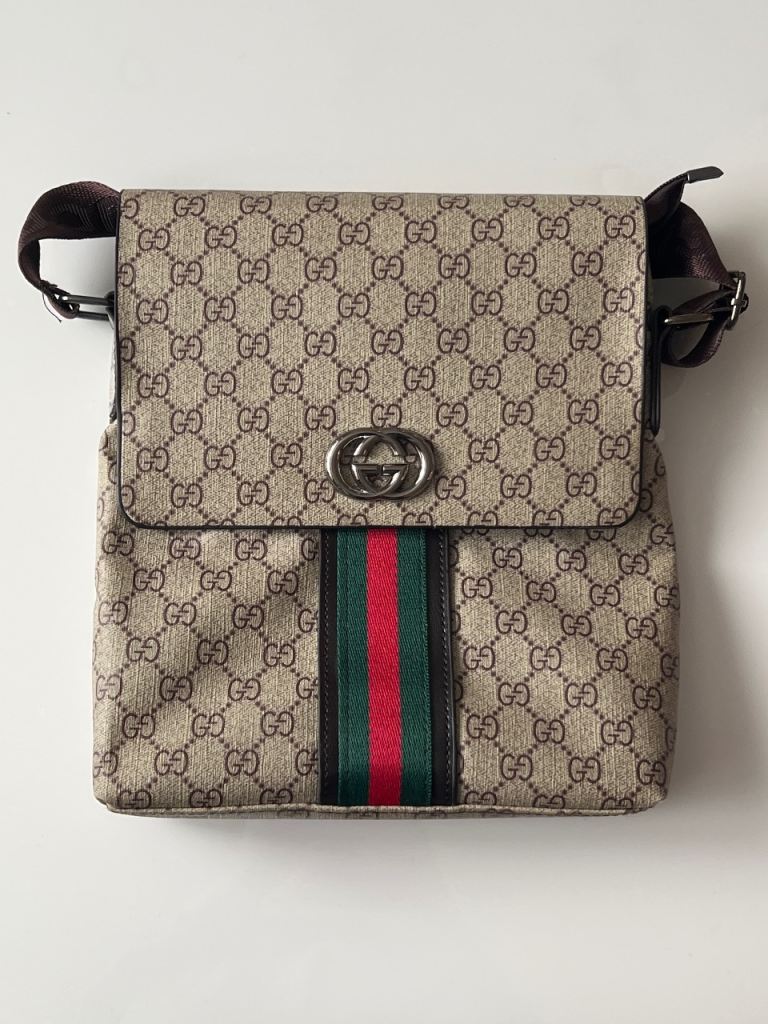 Gucci GG Canvas Crossbody Bag – Beige Web Stripe