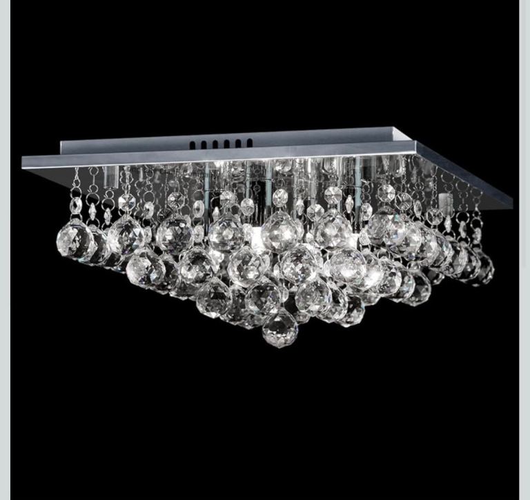2 x square crystal chandeliers / ceiling lights  