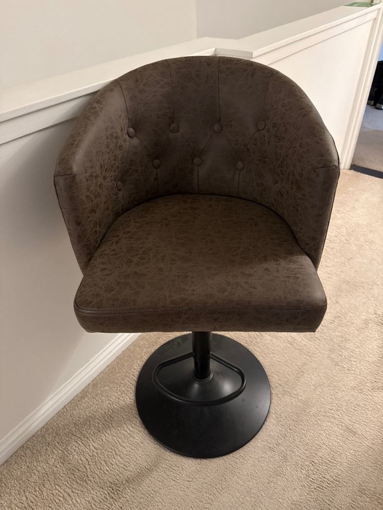 FREE TO COLLECT | Brown Leather Swivel Bar Stool - Good Condition