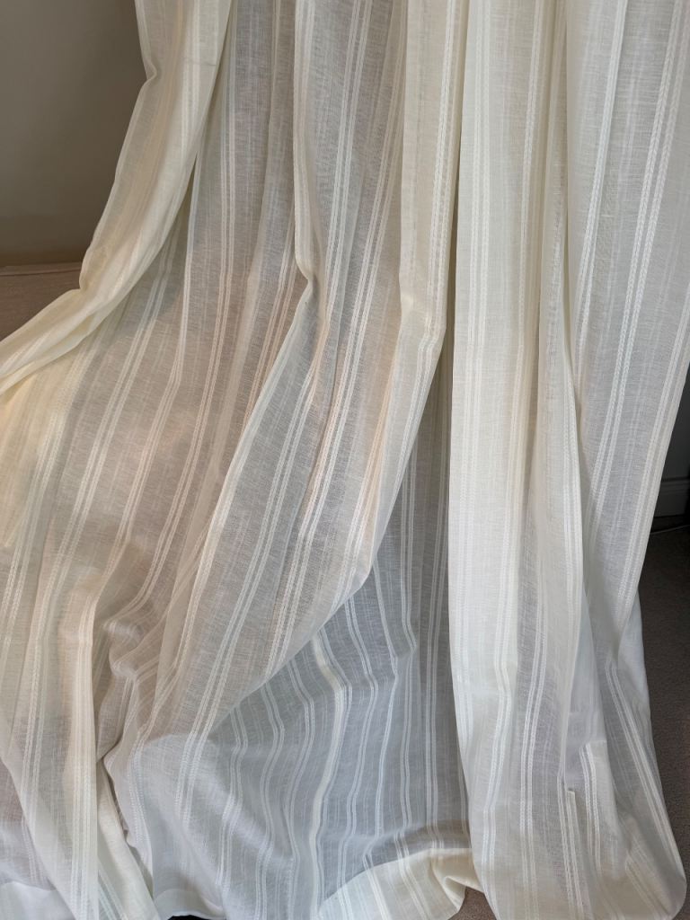 New John Lewis Ivory linen semi sheer triple pleat curtains 