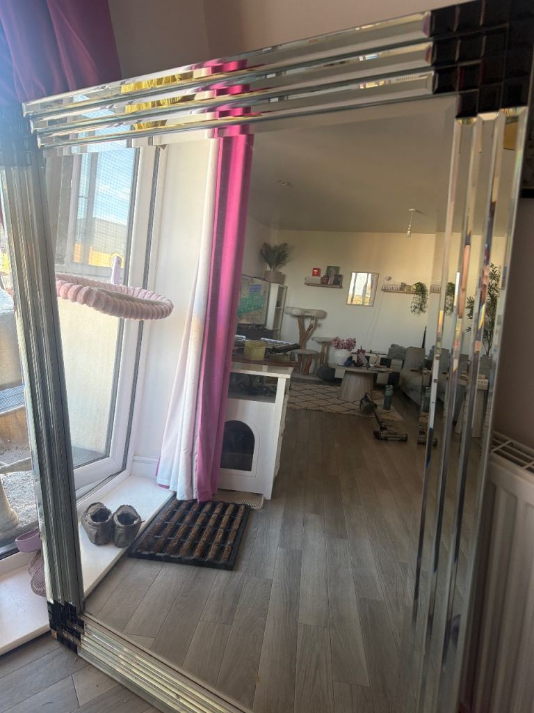 Large Silver Framed Mirror – Good Condition
