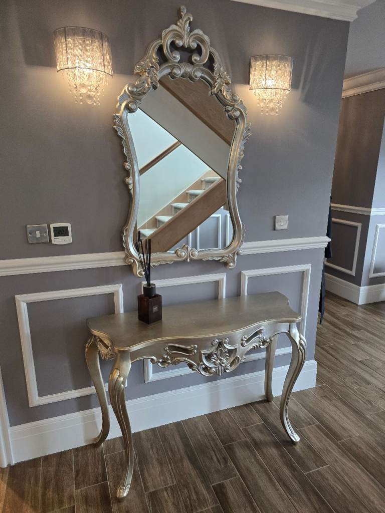 Silver Console Table – Good Condition, Ornate Design