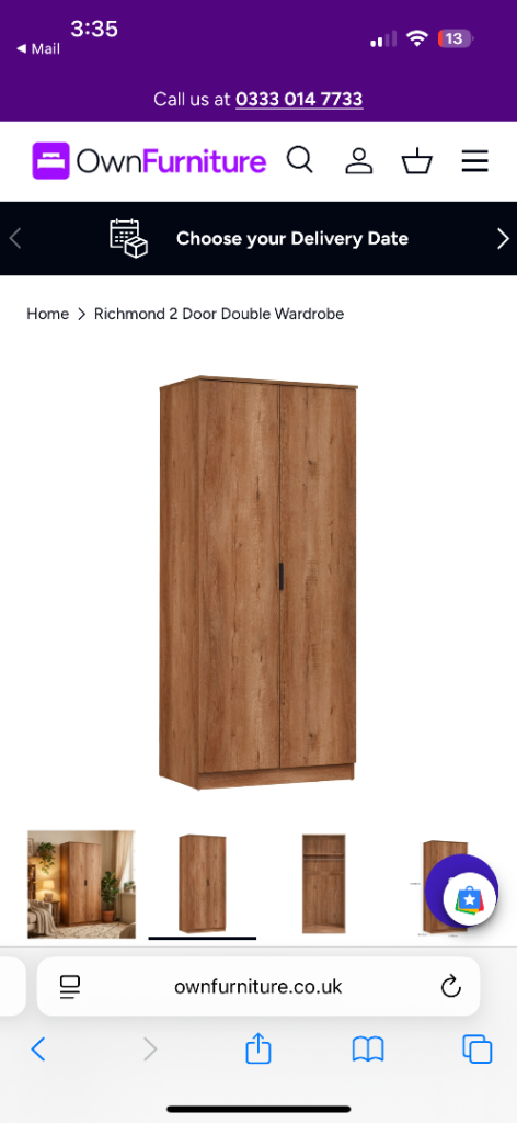Brand-new Richmond two door wardrobe