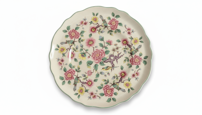 Vintage Old Foley “Chinese Rose” Plate – 27cm Floral Bird Design
