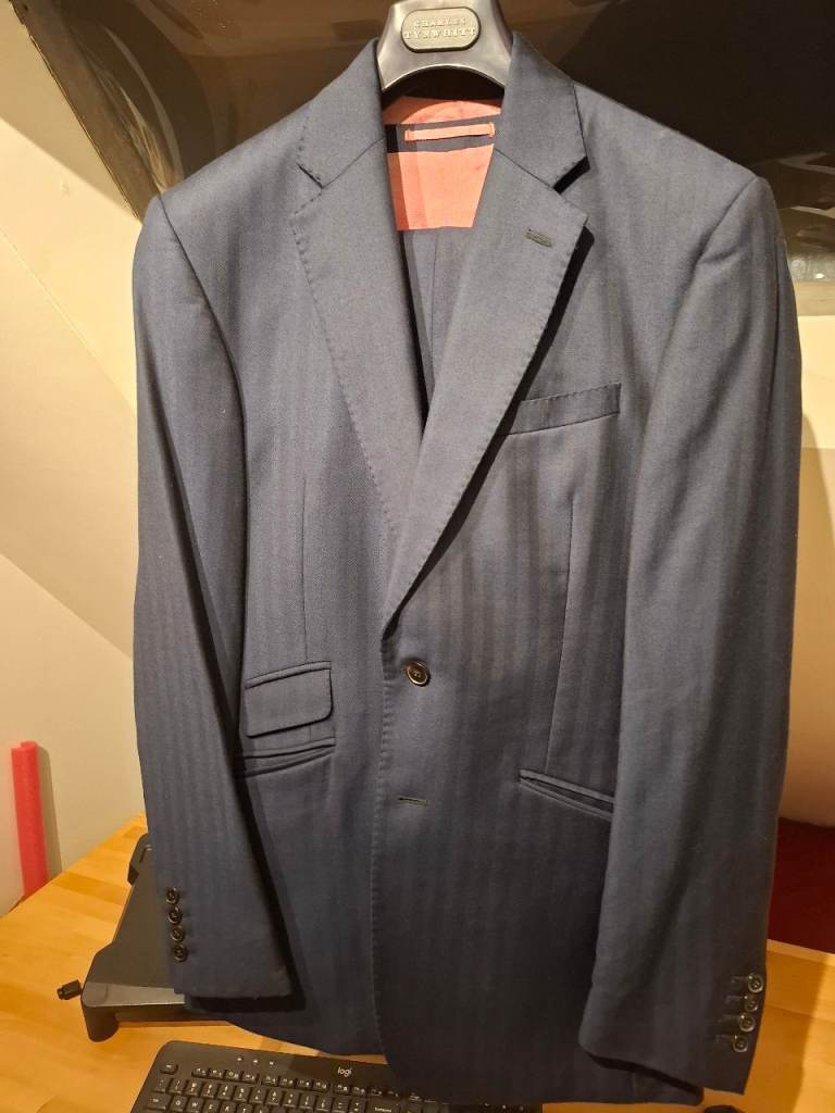 Charles Tyrwhitt 3-Piece Herringbone Slim-fit Suit - Blue/Pink