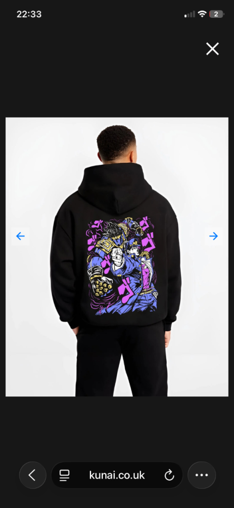 Jotaro Kujo Hoodie JoJo’s Bizarre Adventure Star Platinum size small 