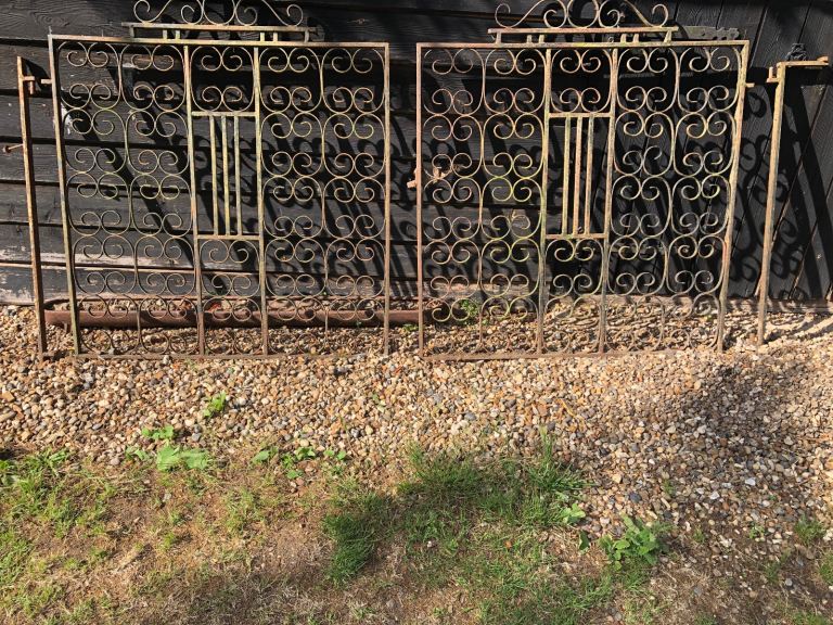 Wrought Iron Gate Pair Driveway Metal W 111 x  H 120 CM
