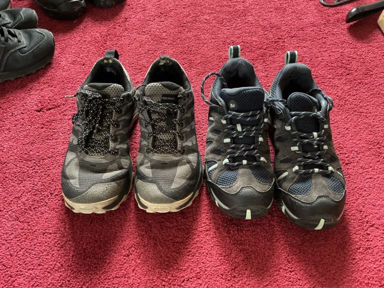 Two pairs of Merrell walking shoes, UK size 4.5