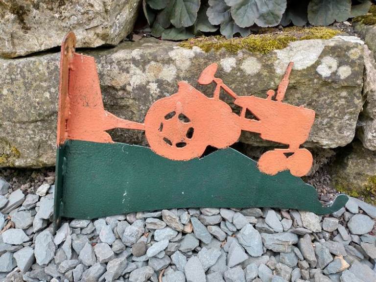 Vintage Metal Tractor Silhouette fix on wall