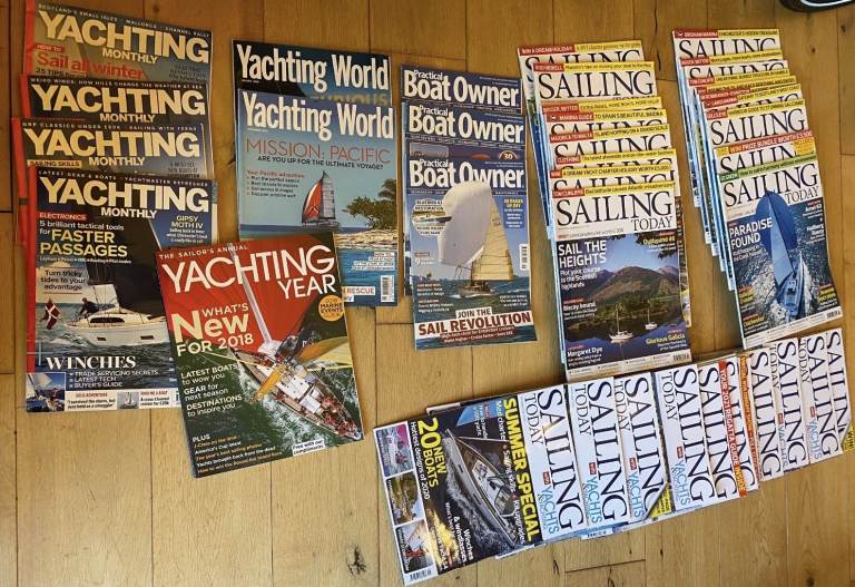 Job lot of over 75 sailing magazines; Sailing Today, Yachting Monthly, Boat Owner