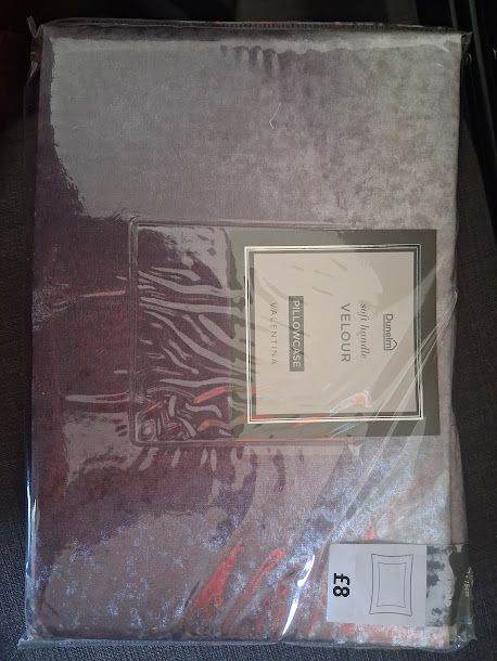 Dunelm Velour Pillowcase – Grey, Brand New