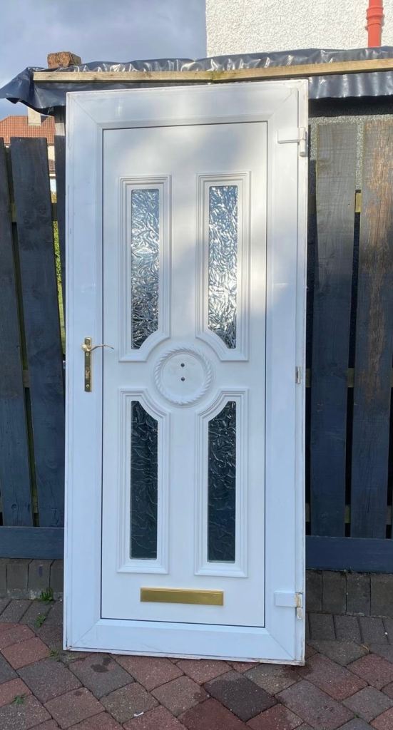 White uPVC Front Door with Glass Panels