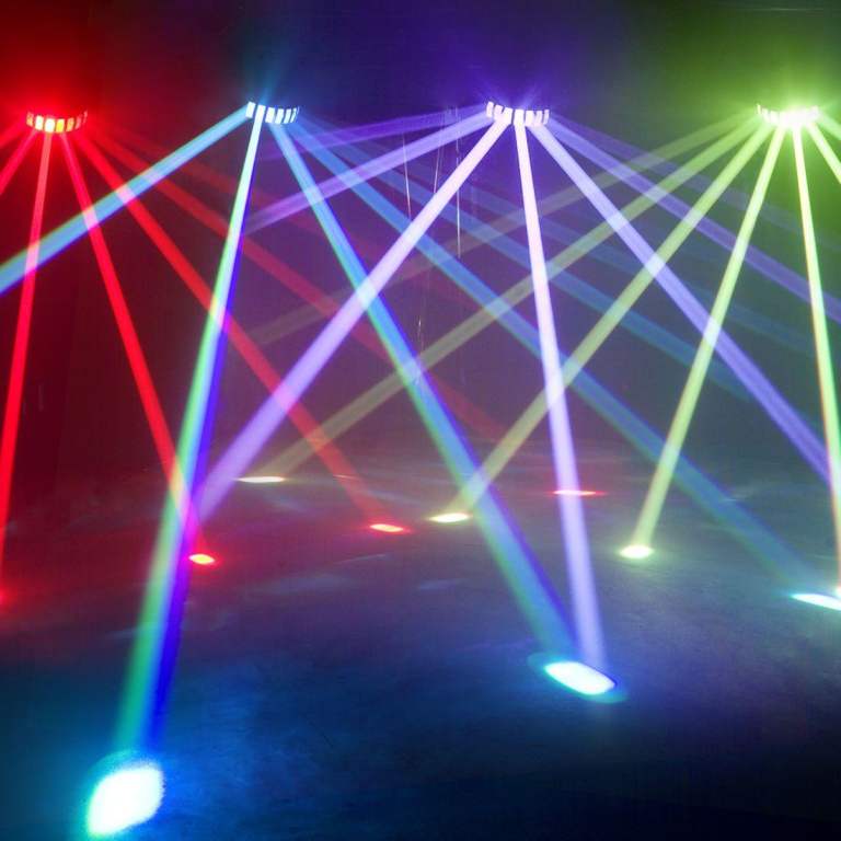 Collection of DJ audio equipment and full lighting rig