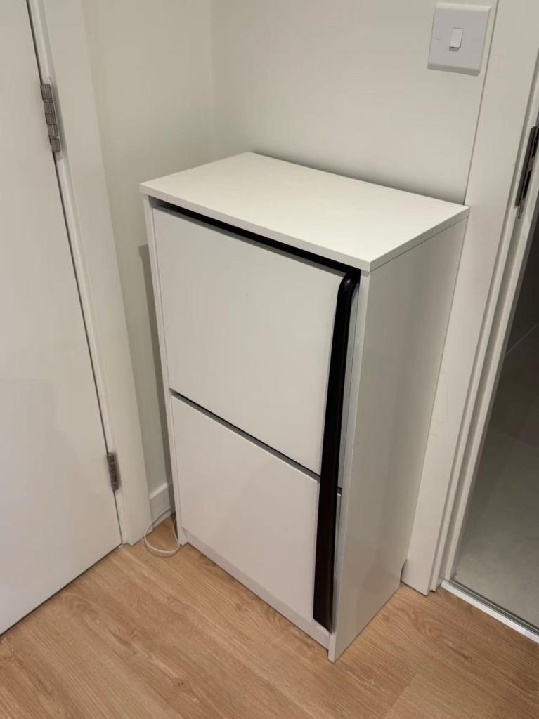 Ikea White Shoe Cabinet with Two Compartments – Good Condition