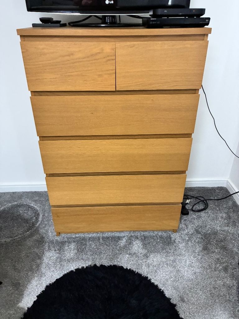 Wooden Chest of Drawers and Matching Bedside Cabinet