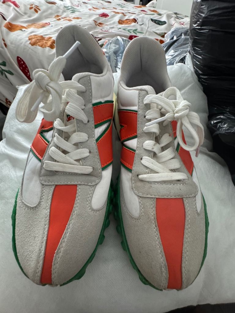 New Balance Trainers - White, Orange, Green - Good Condition
