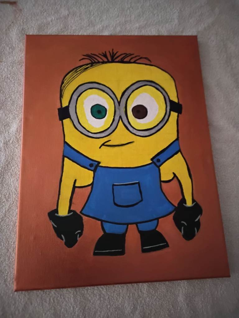 Hand-painted Minion Bob Acrylic Painting on Canvas (30x40cm) Pop Art