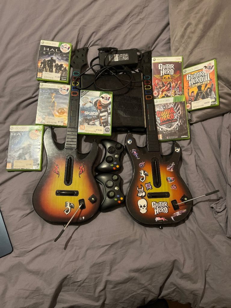 XBOX 360 - GUITAR HERO - HALO - SKATE 3