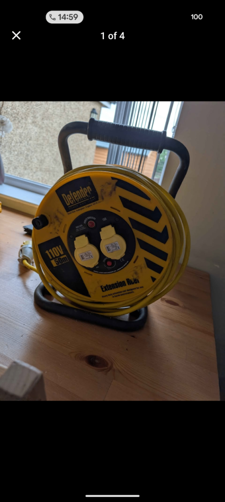 Defender 110v 50 meter extension lead