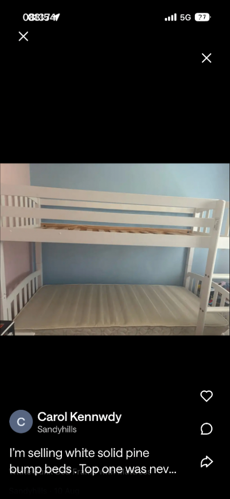 White Solid Pine Bunk Beds with Mattresses – Good Condition